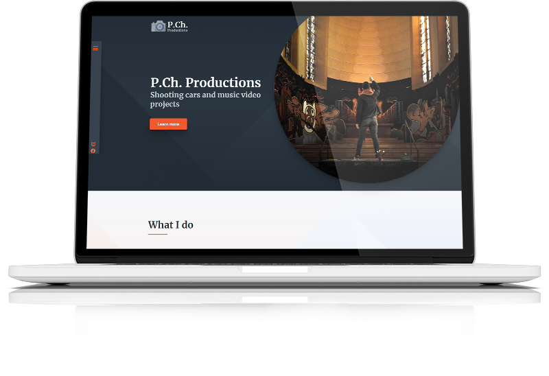 A mockup of P.Ch. Productions' website