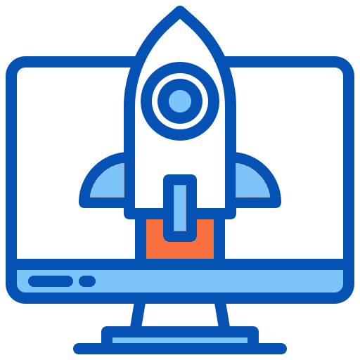 icon of a rocket on a computer screen