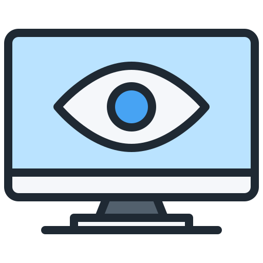 icon of a computer screen with an eye on it